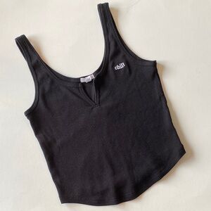 Ardene Chill Black Ribbed Tank Crop Top